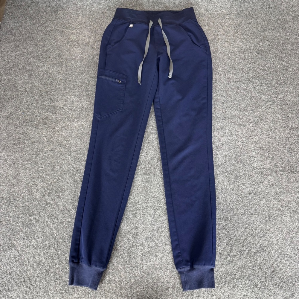 FIGS Zamora Jogger Scrub Pants Womens XXS Tall Navy Blue Stretch Medical Uniform